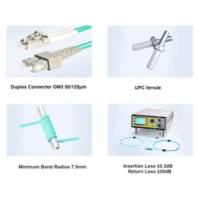 FLYPROFiber ceramic ferrules ensure precise alignment in SC-LC OM3 patch cables.