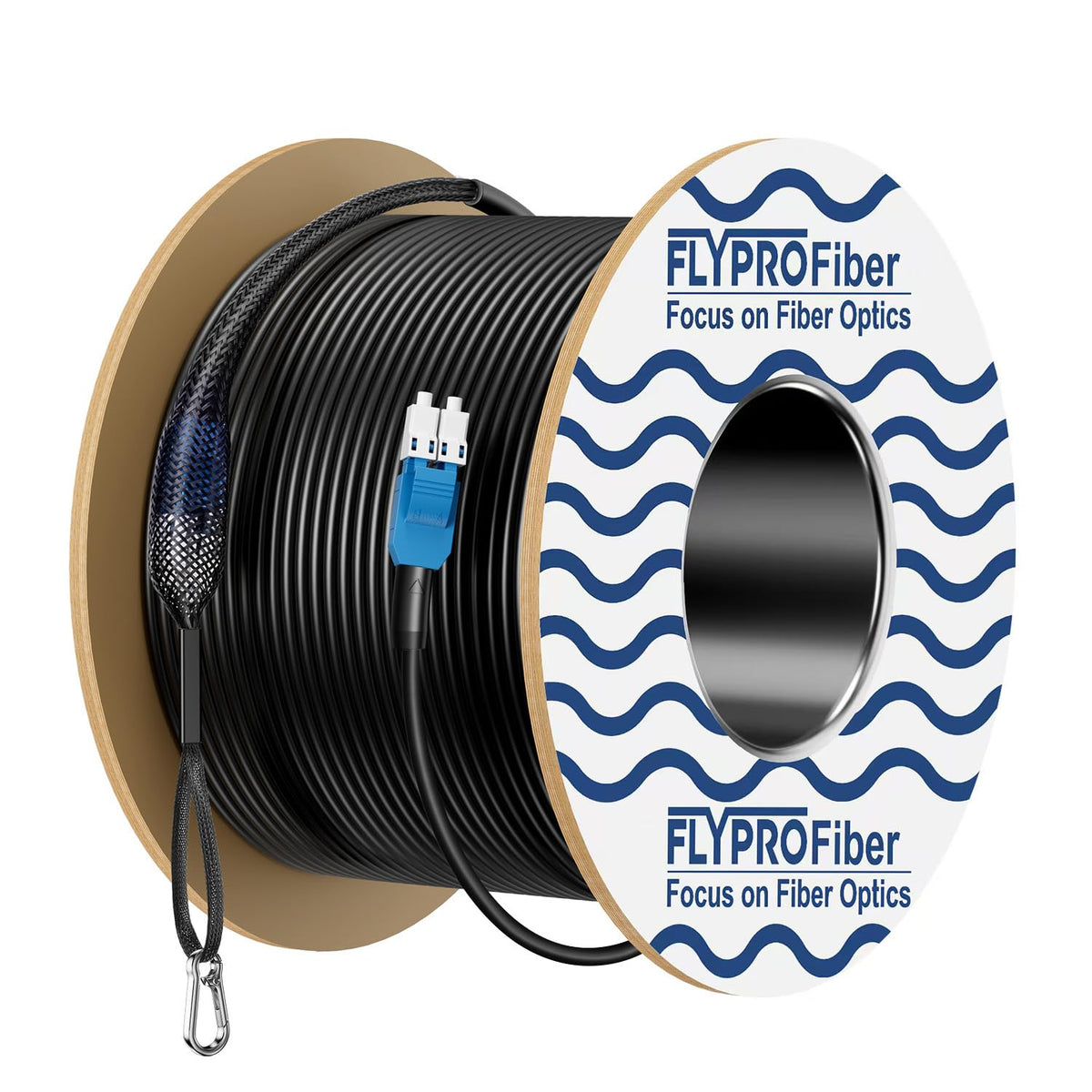 FLYPROFiber outdoor armored patch cable in rugged setting, built for harsh environments.