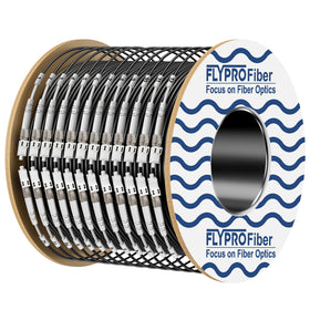 FLYPROFiber OM3 LC to LC outdoor fiber cable with armored jacket for rugged installations.