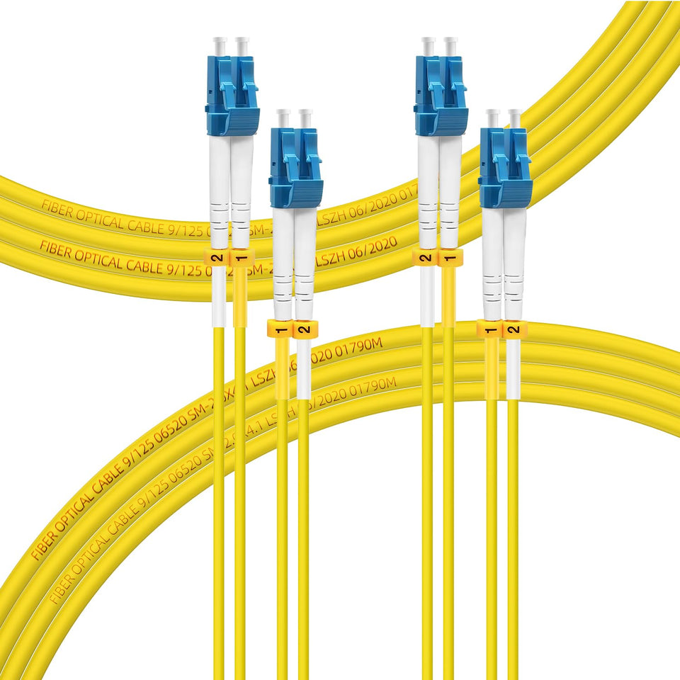 FLYPROFiber OS2 LC-LC patch cable, 75m, yellow jacket, ideal for long links.