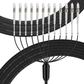 FLYPROFiber outdoor armored OM3 LC-LC patch cable with 12 cores for reliable direct burial.