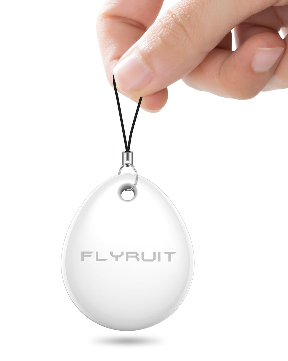 FLYRUIT Air Tracker Tag attached to keys for instant Find My locating.
