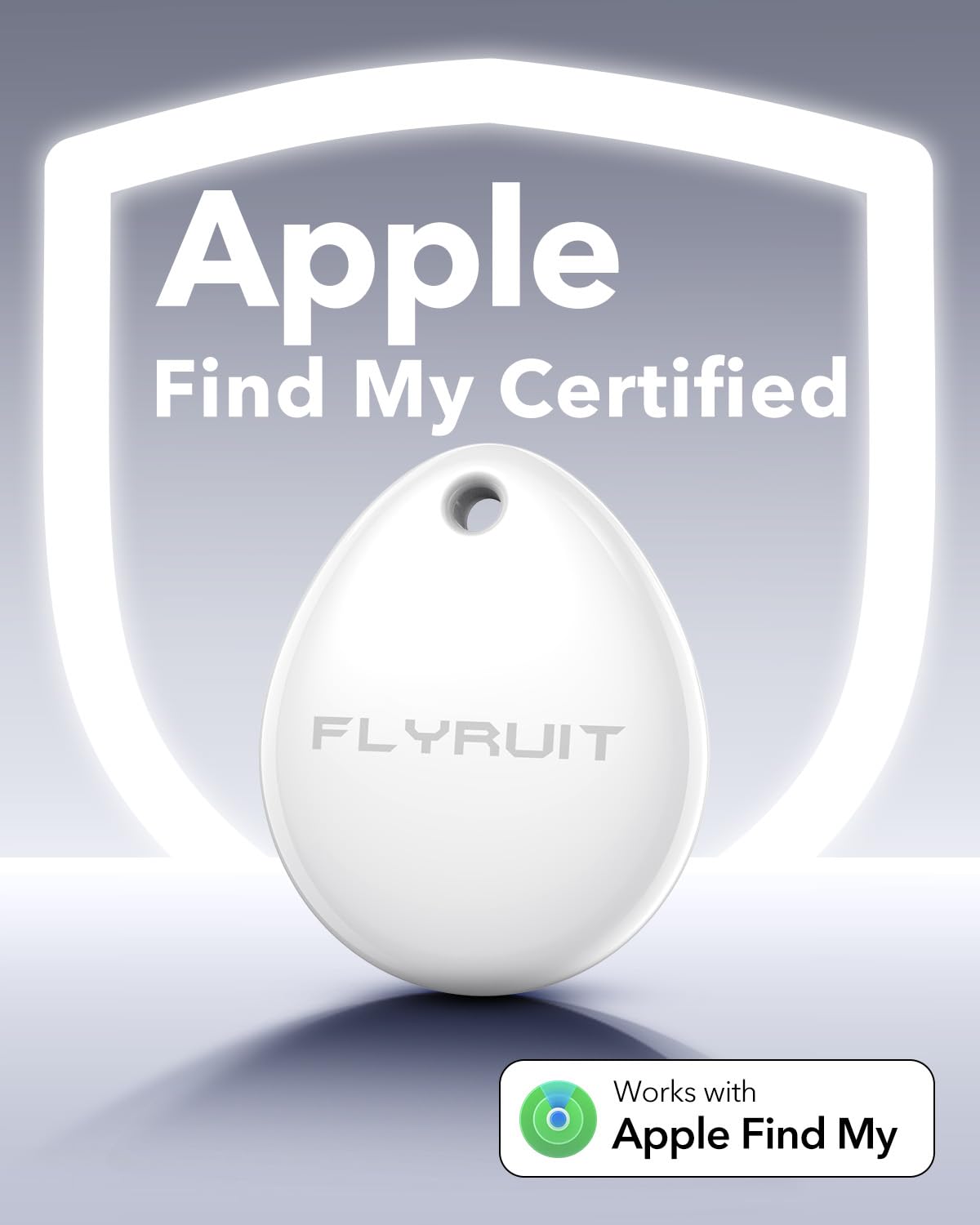 FLYRUIT close up of button and speaker highlighting easy audible locating