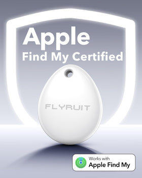 FLYRUIT close up of button and speaker highlighting easy audible locating
