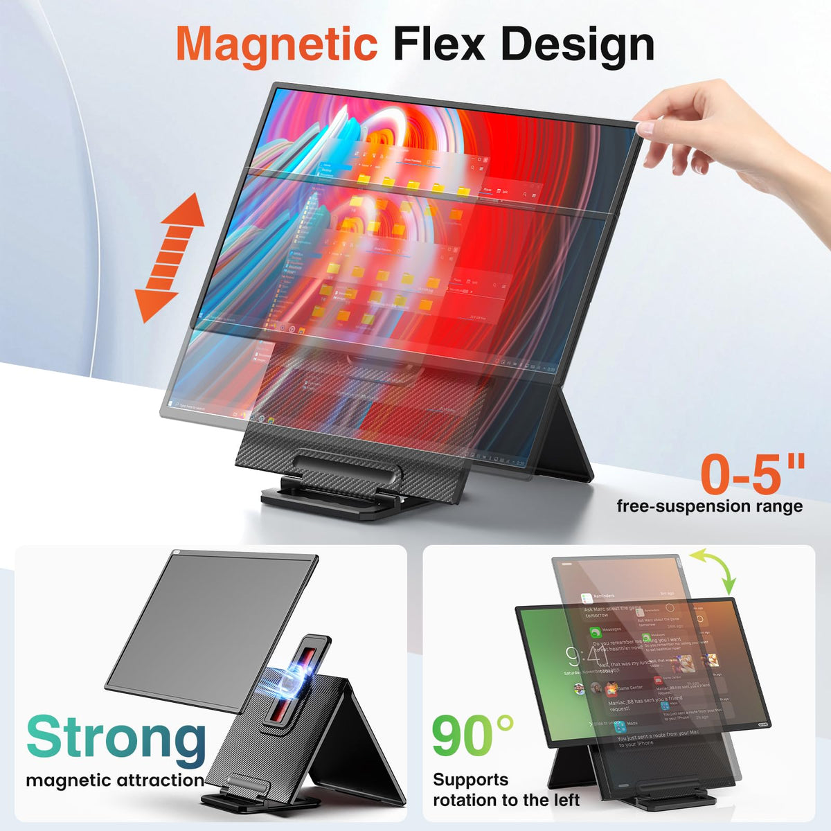 FLYTOCCA monitor magnetic mount for tool-free positioning.