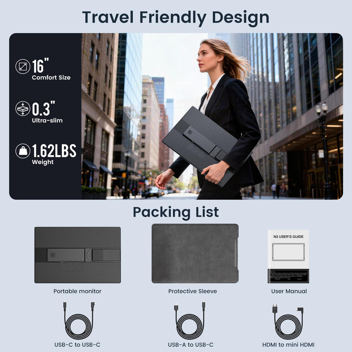 FLYTOCCA protective cover shields screen during journeys.