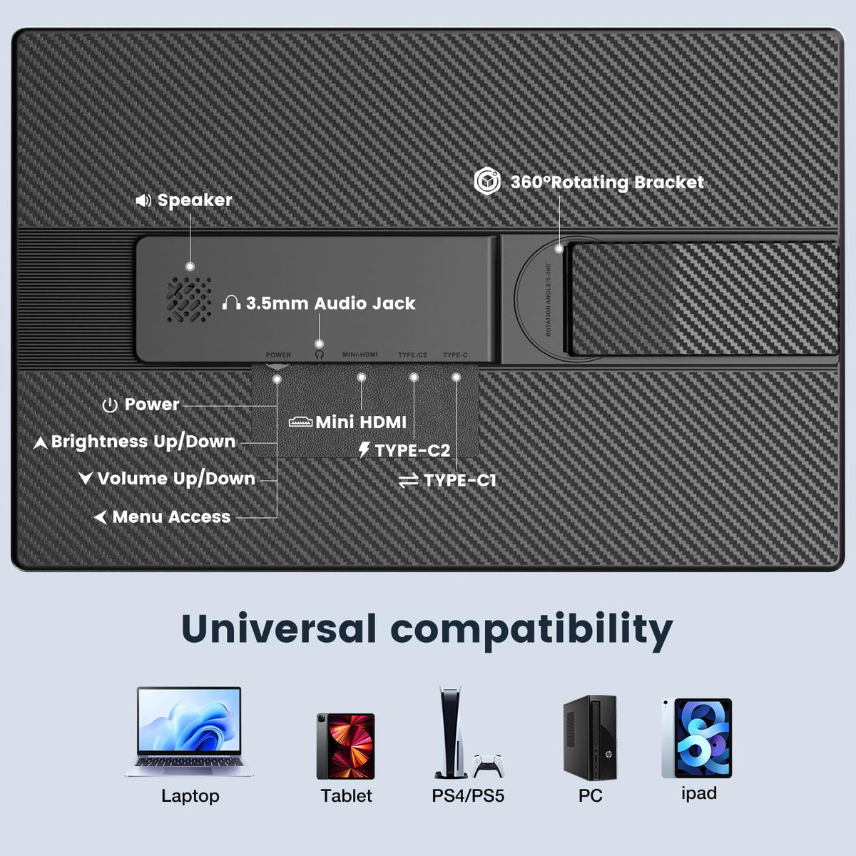 FLYTOCCA ultra-slim travel monitor fits bags easily.