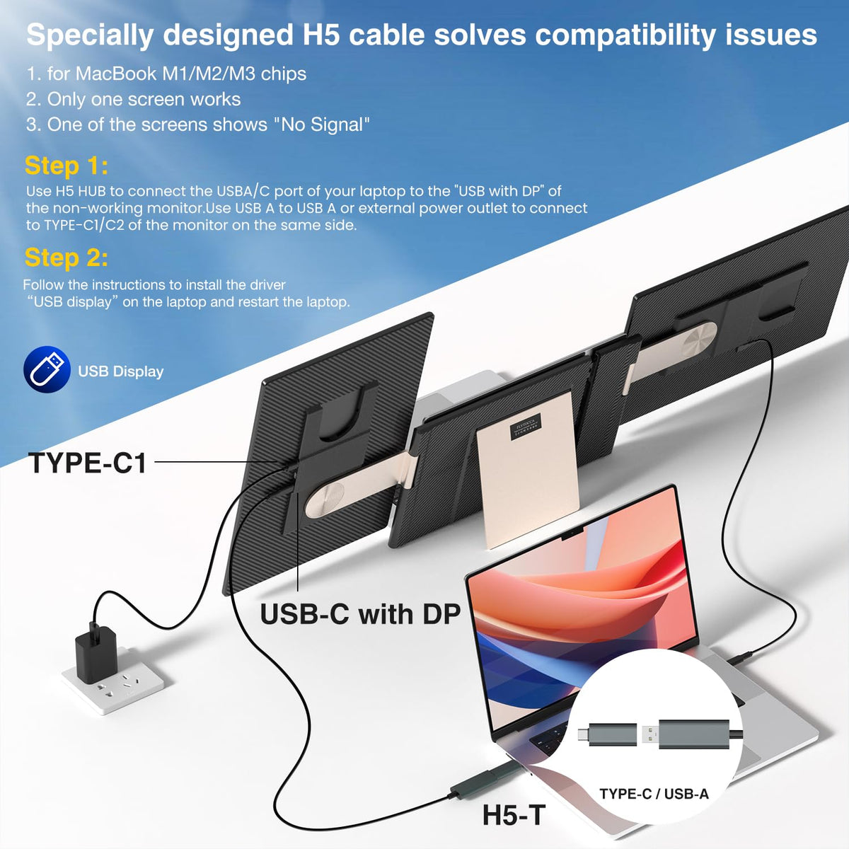 Includes H5 cable and driver for dual-screen functionality
