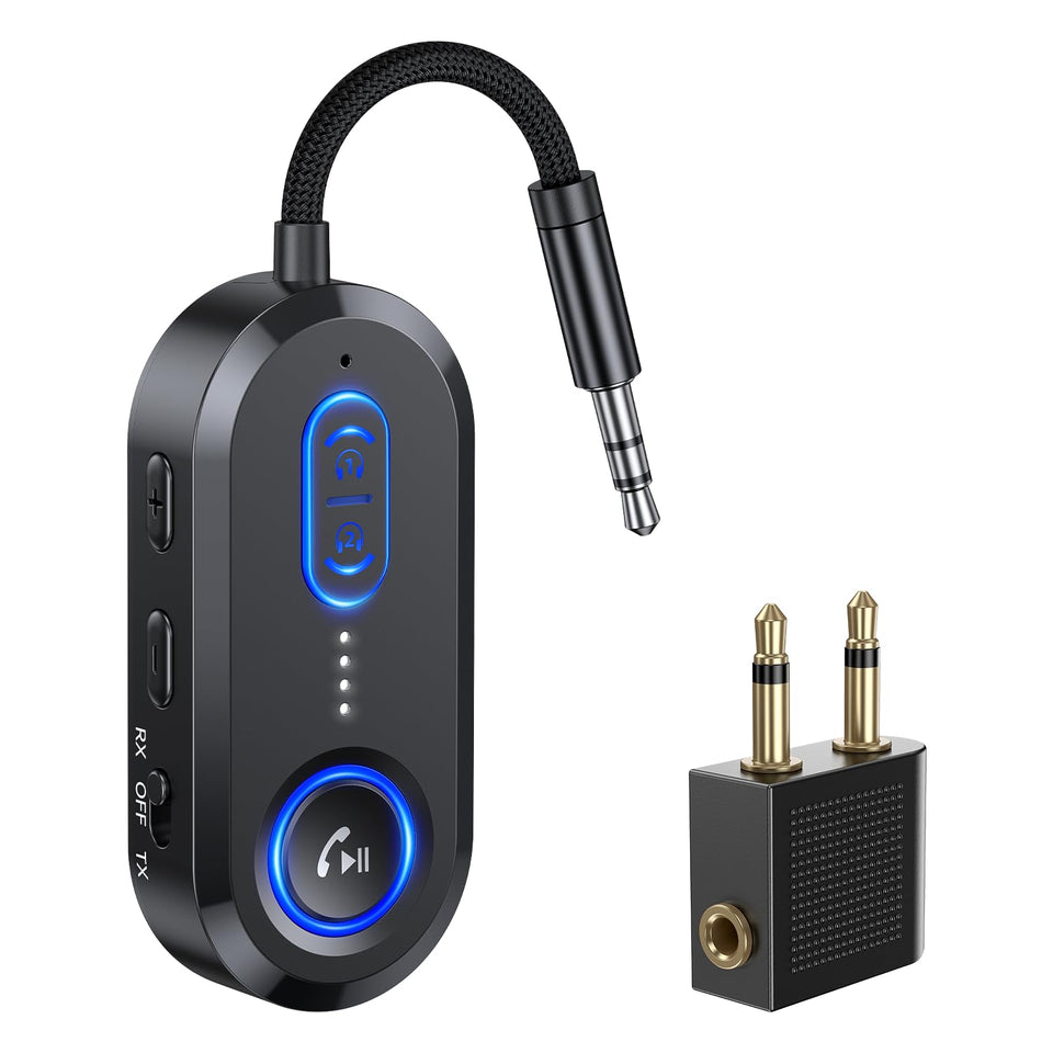 FMIIFMS Bluetooth 5.4 transmitter-receiver compact design for travel and TV audio