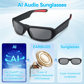 FNEWGK AI Smart Glasses polarized photochromic lenses adjust tint for glare reduction.