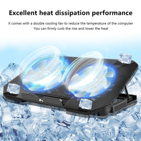 FOBELEC cooling pad set to an elevated angle demonstrating ergonomic typing comfort