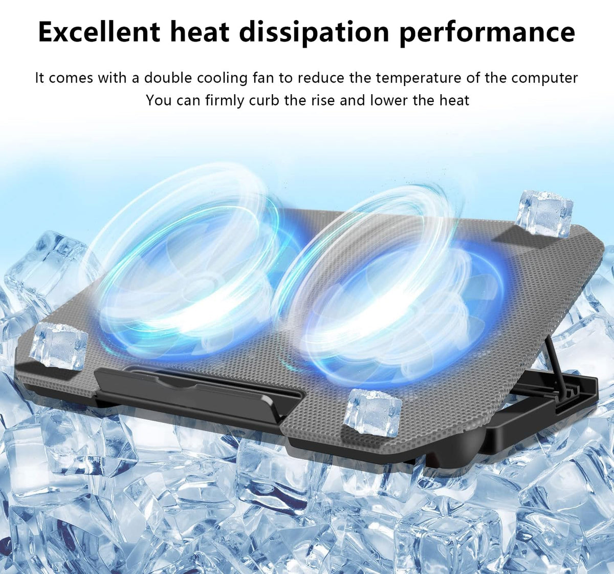 FOBELEC visible dual fans detail and blades, delivers adjustable cooling performance