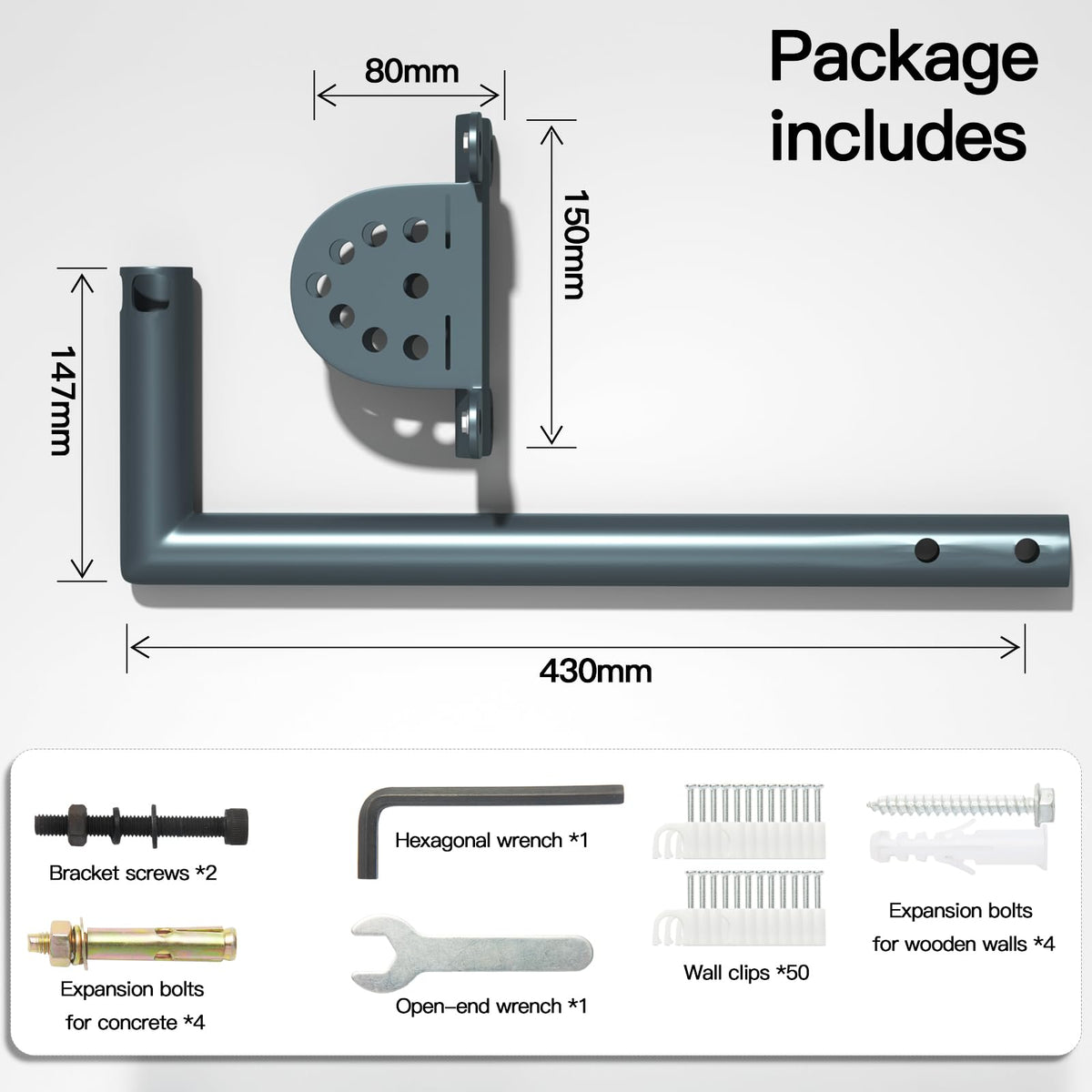 Foboull Starlink Long Wall Mount package includes everything needed