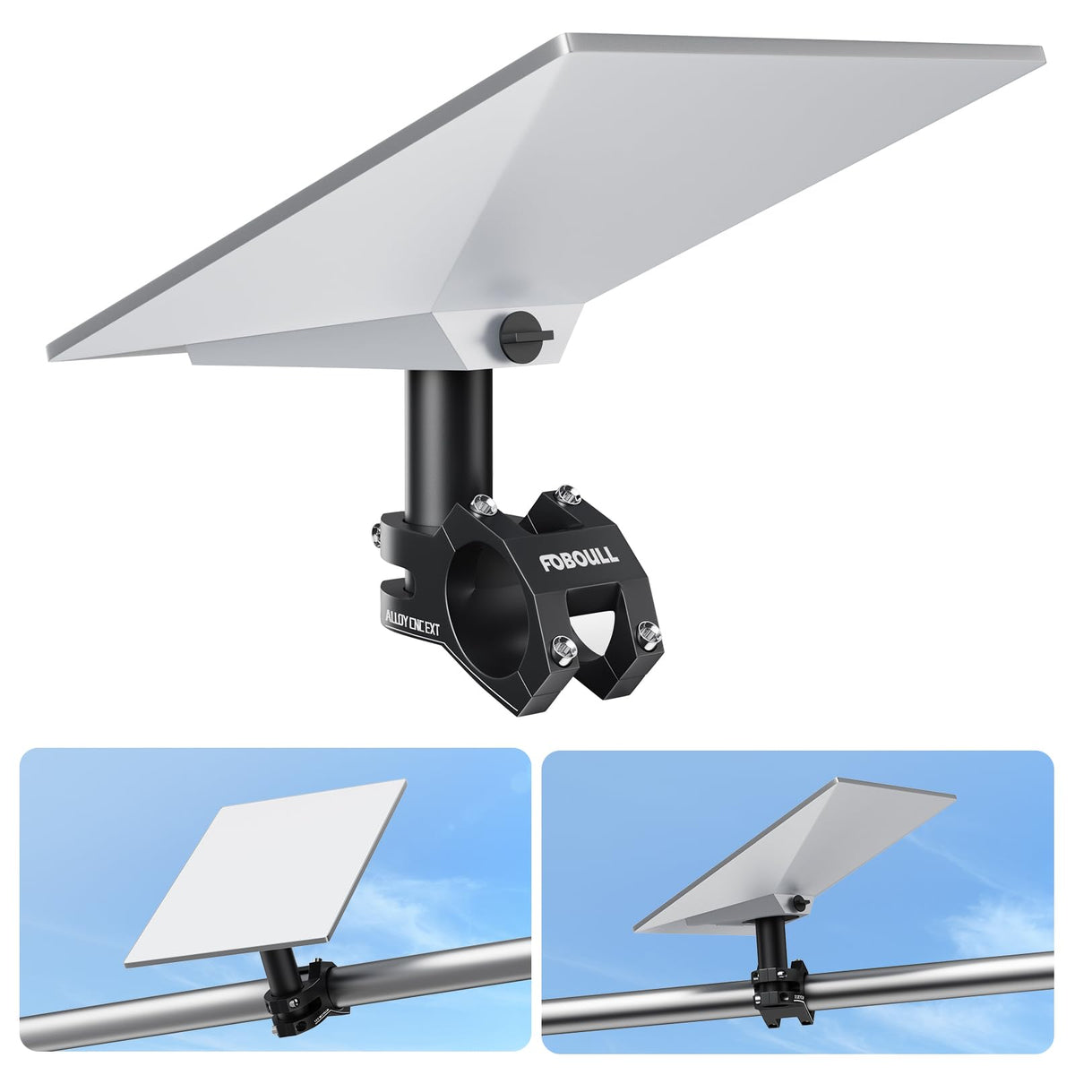 Foboull Starlink Mini Mount on an RV rail for stable outdoor internet