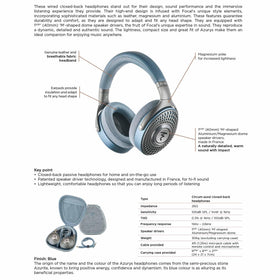 Focal AZURYS headphones on wood stand showcase elegant home listening design.