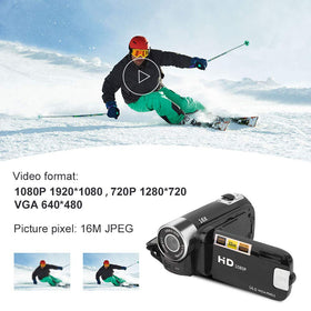 Focket camcorder back view showing portable body for travel