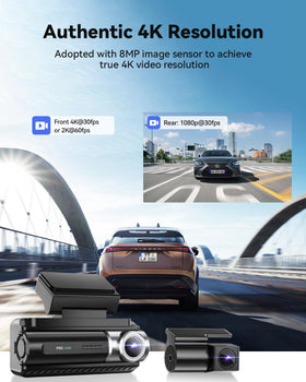 FOCUWAY Dash Cam rear recording in 1080p for rear-side footage