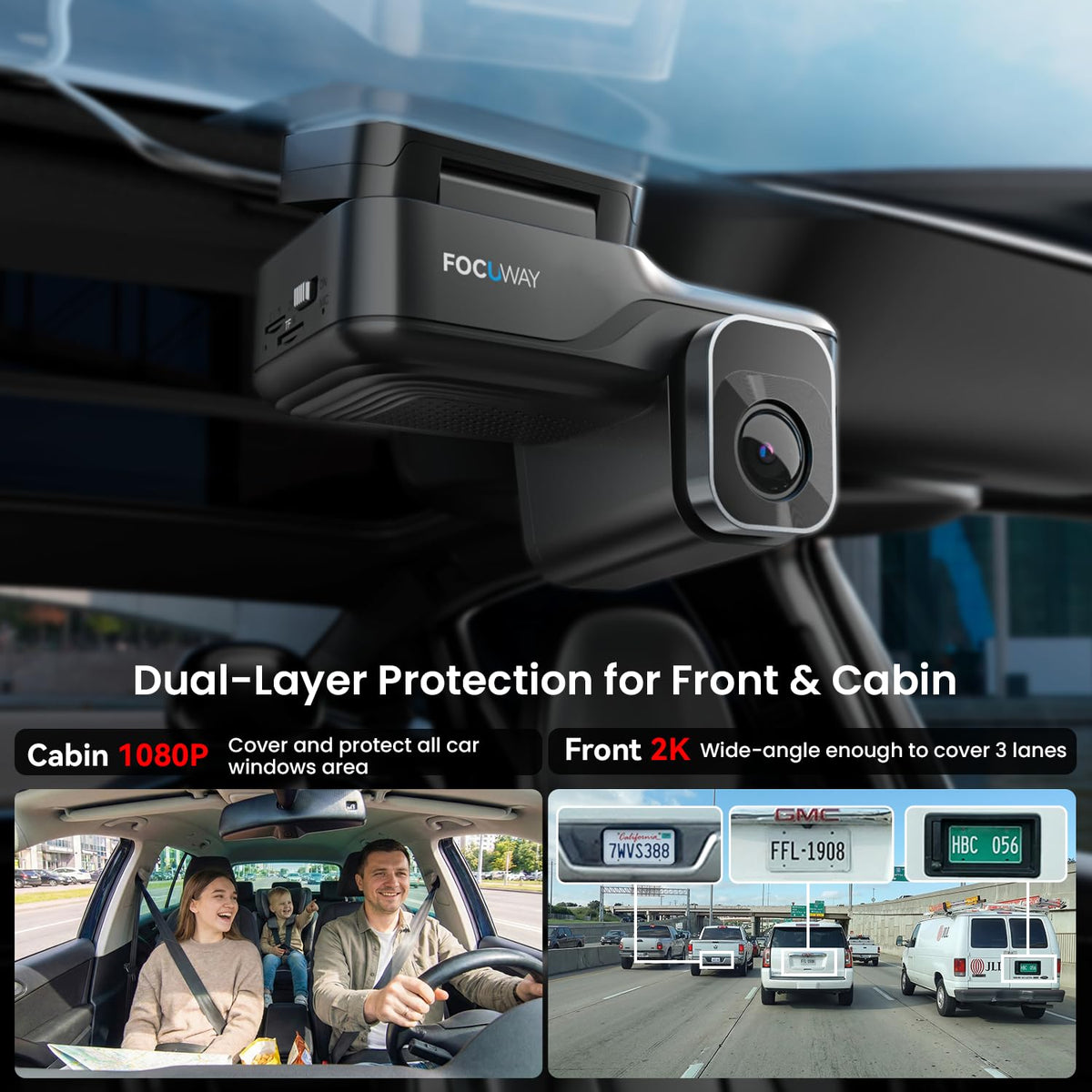 FocuWay L7 IR night vision provides clear cabin visibility in darkness