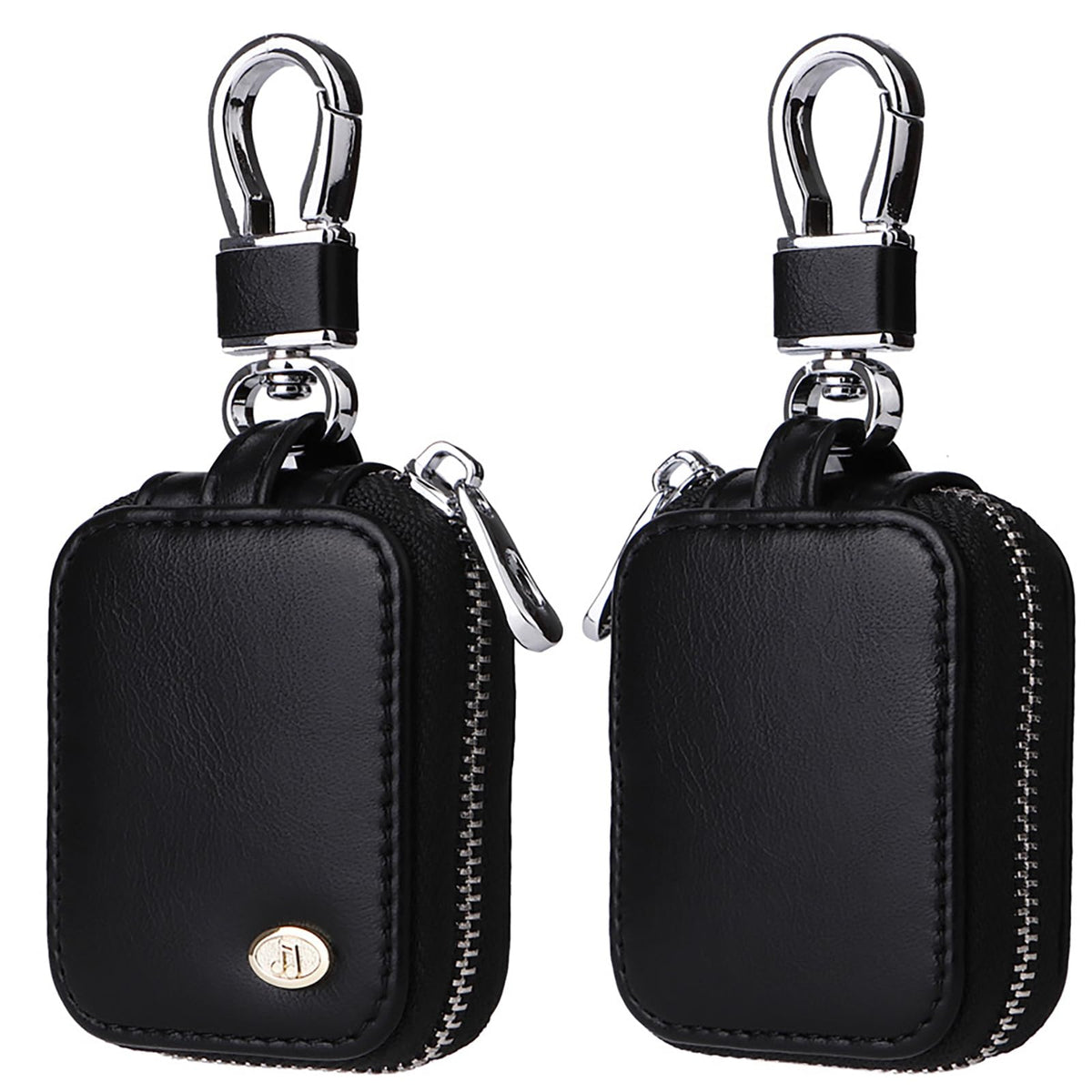 Fofvccv front view of compact earbud case showing slim silhouette and zipper