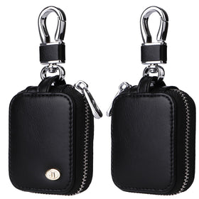 Fofvccv front view of compact earbud case showing slim silhouette and zipper