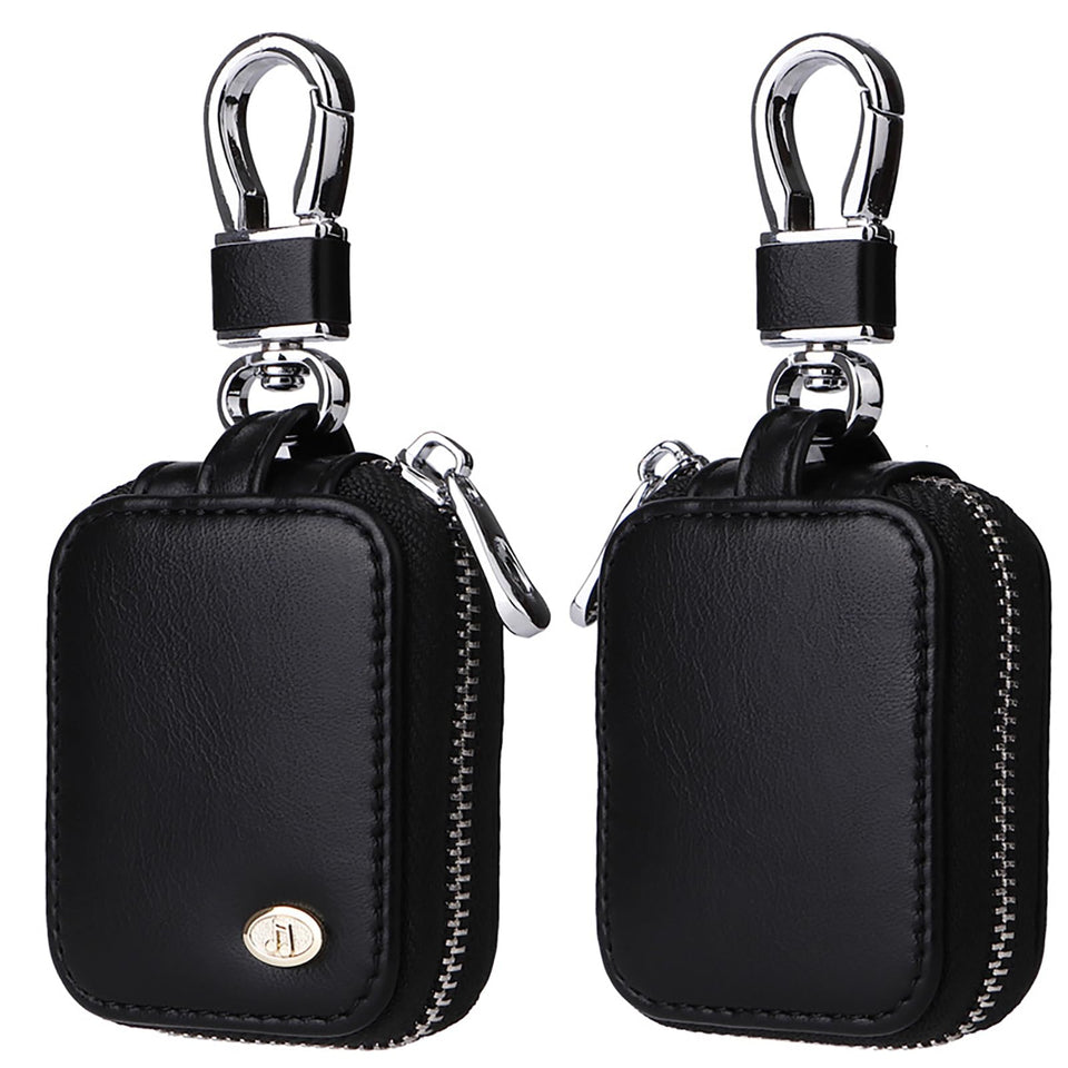 Fofvccv front view of compact earbud case showing slim silhouette and zipper