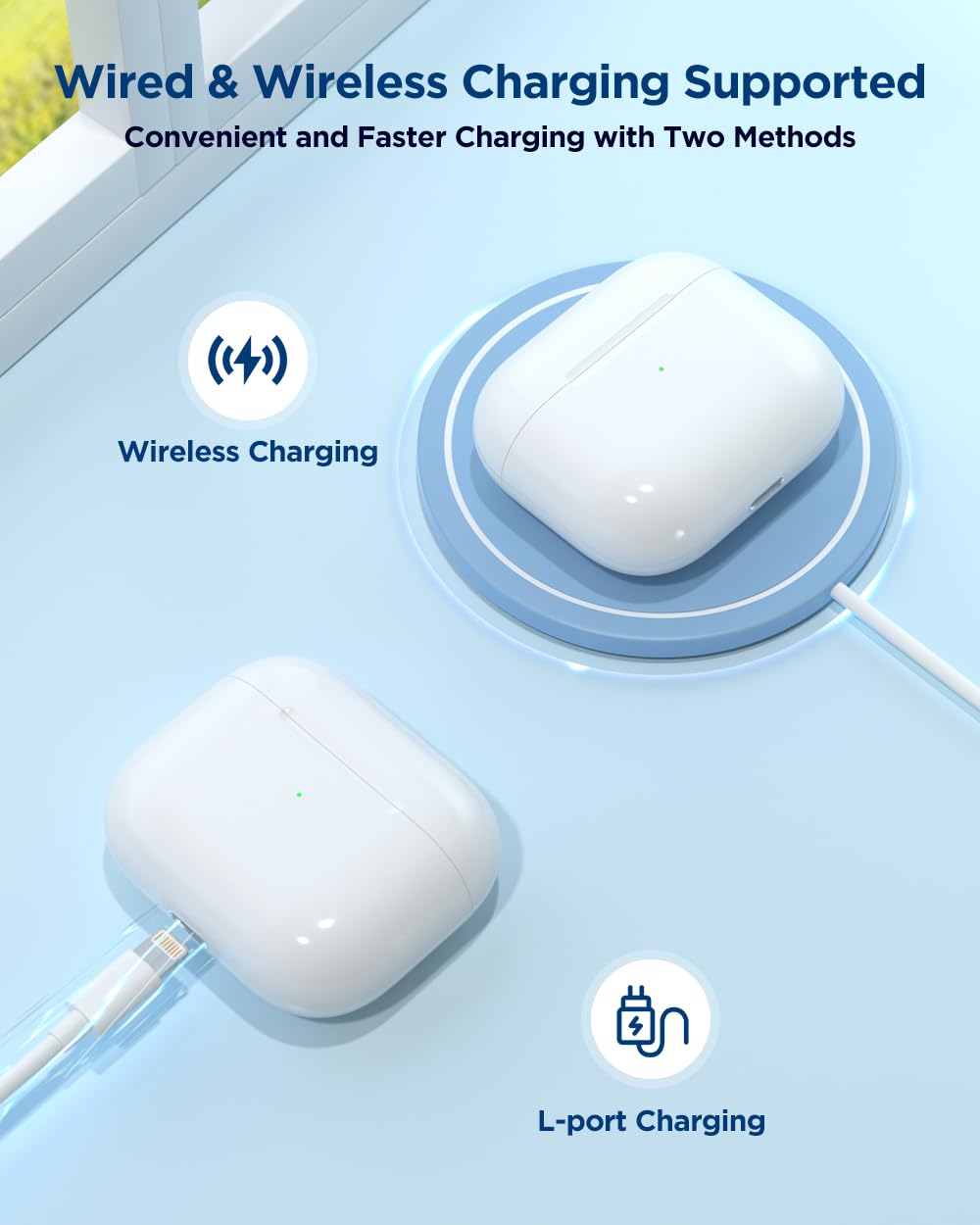 Fogud AirPods 3rd Gen case bluetooth sync button facilitates quick pairing.