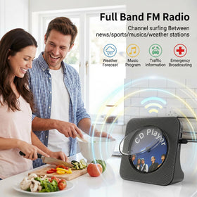Fohil in kitchen use playing CDs and streaming Bluetooth for multitasking