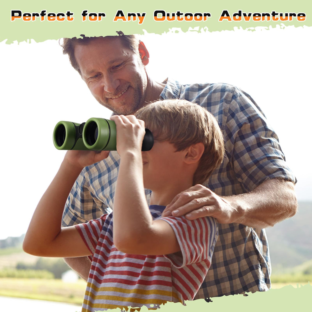 Foilswirl binocular held in hand showing lightweight, child-friendly scale