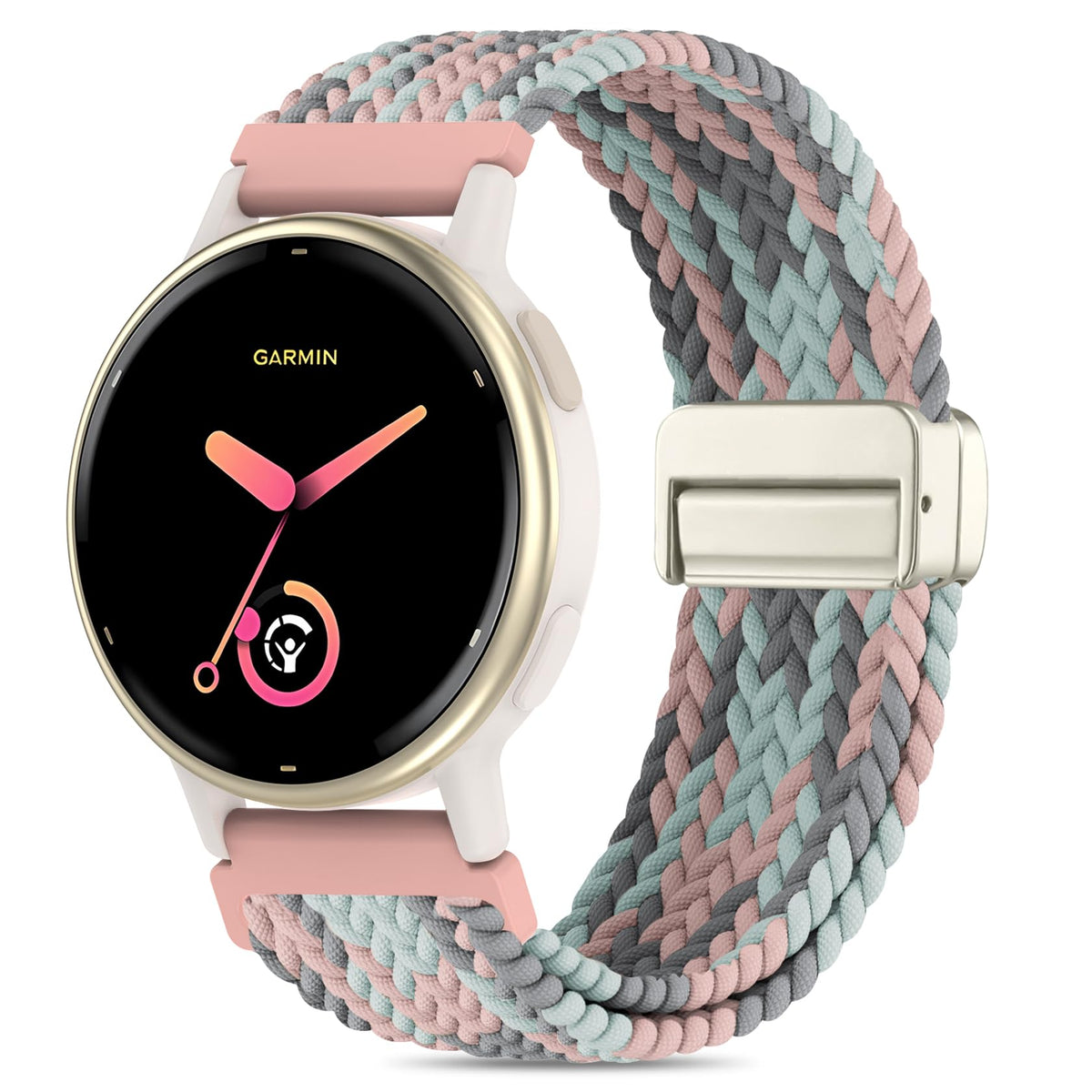 Folavii 20mm magnetic braided nylon band with quick-release for Garmin watches—easy switch.