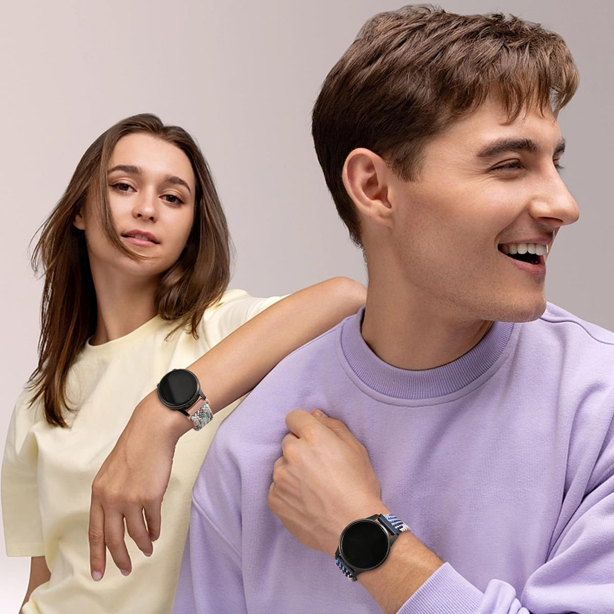 Folavii 20mm strap fits wrists 5.5 to 9.5 inches for flexible sizing.