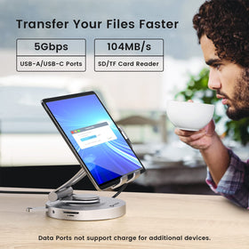 FOLODA in use with iPad Pro demonstrating 4K output and comfortable viewing angle