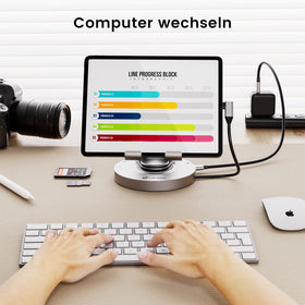 FOLODA lifestyle desk setup with tablet and peripherals for efficient workflow