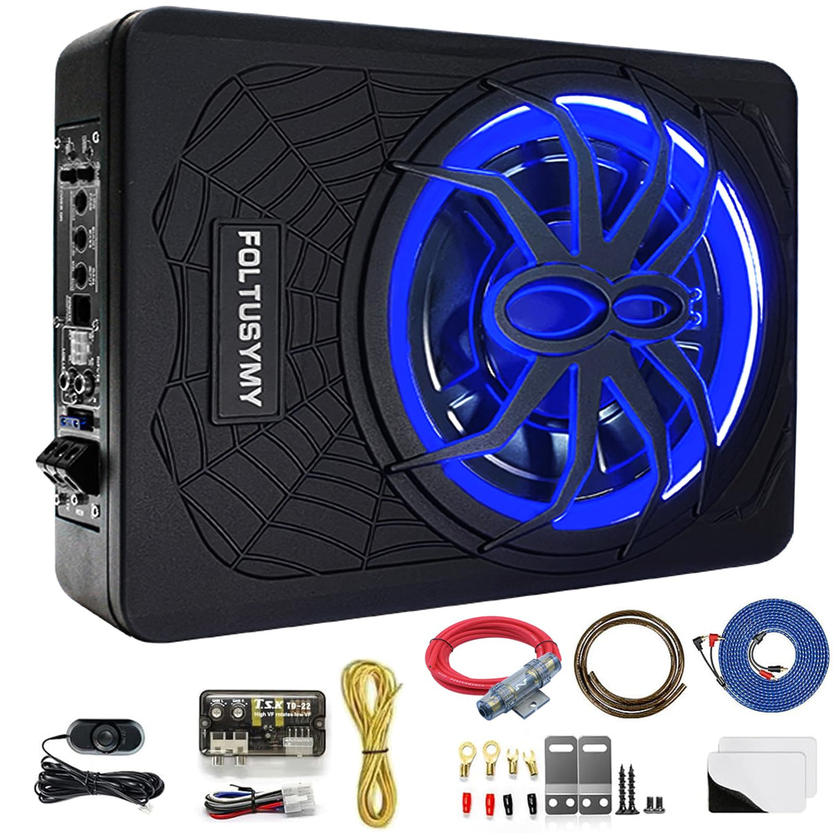 FOLTUSYMY 1200W under-seat subwoofer front view boosts car bass depth