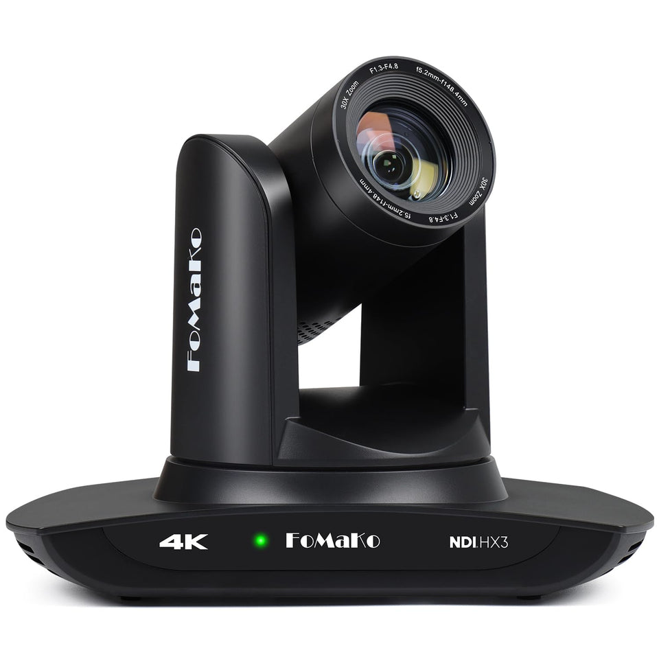 FoMaKo K30NS front view with 4K PTZ and 30x zoom for versatile live streaming.