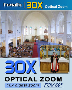FoMaKo K30NS AI auto-tracking in action for hands-free framing during events.