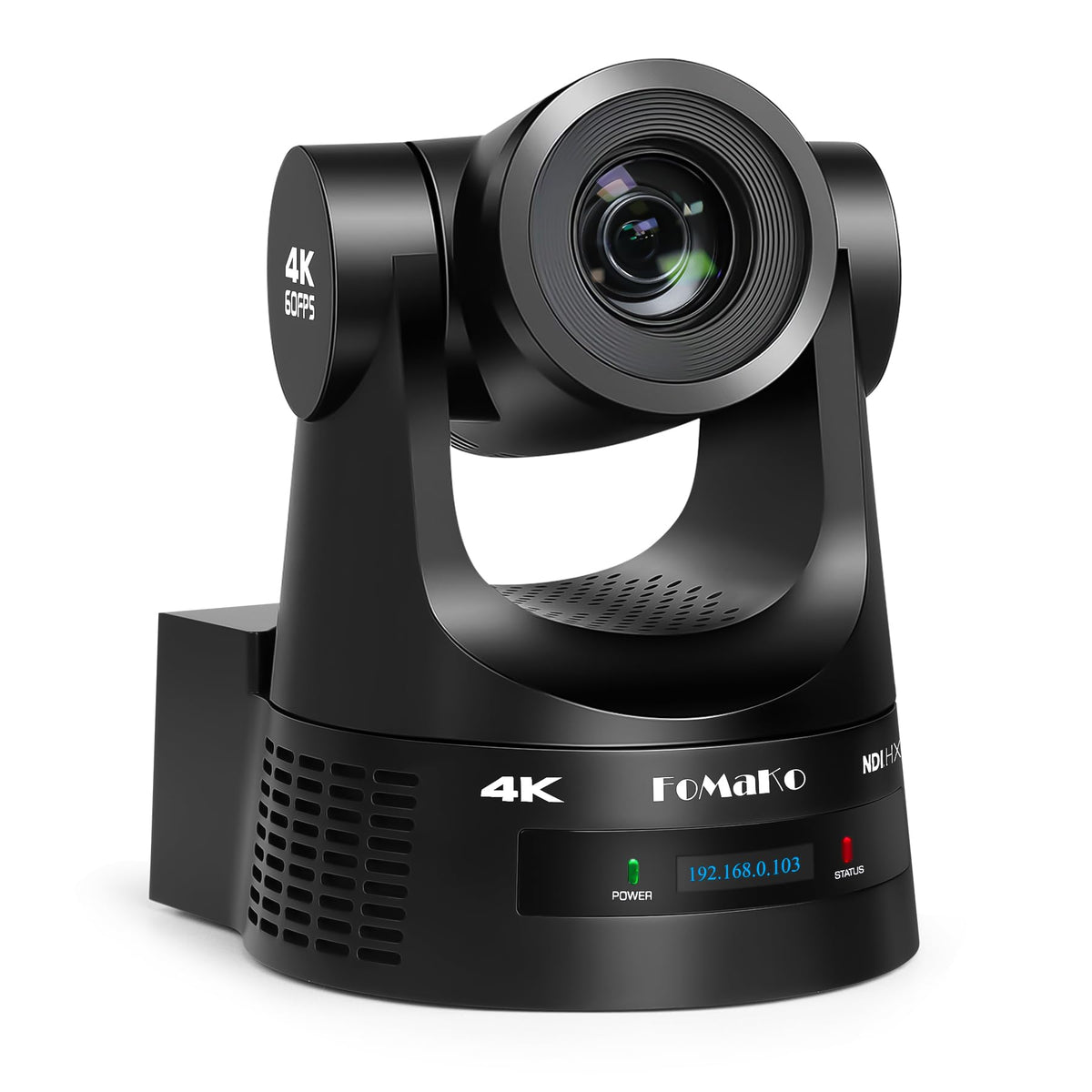 FoMaKo K600N 4K PTZ camera with 60fps NDI for live worship streams.