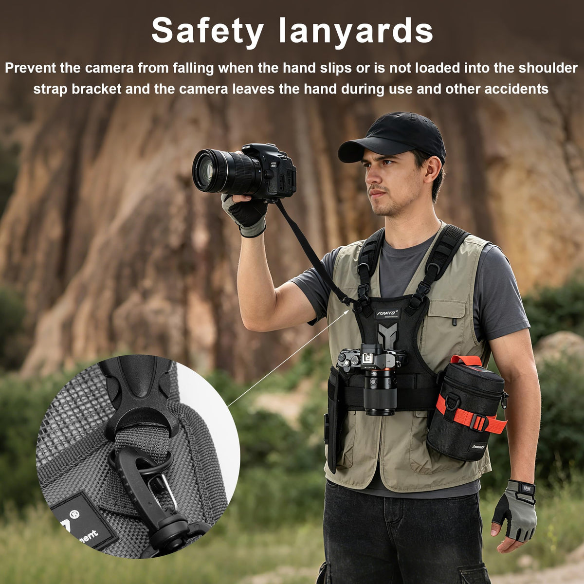 FOMITO padded shoulder strap reduces pressure for long shoots