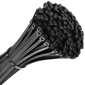 Fomuson front pack of 200 black zip ties showing quantity and product benefit