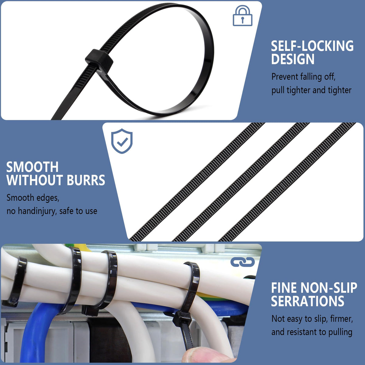 Fomuson zip ties bundling garage cables for tidy organized workspace