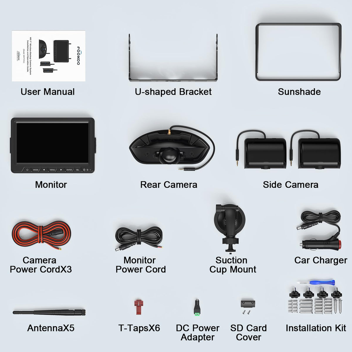 Fookoo DW7Y503 quick-installation mount simplifies setup.