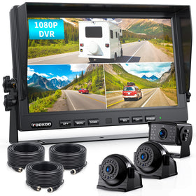 Fookoo DY103 monitor front view with crisp 10-inch display for safer driving.