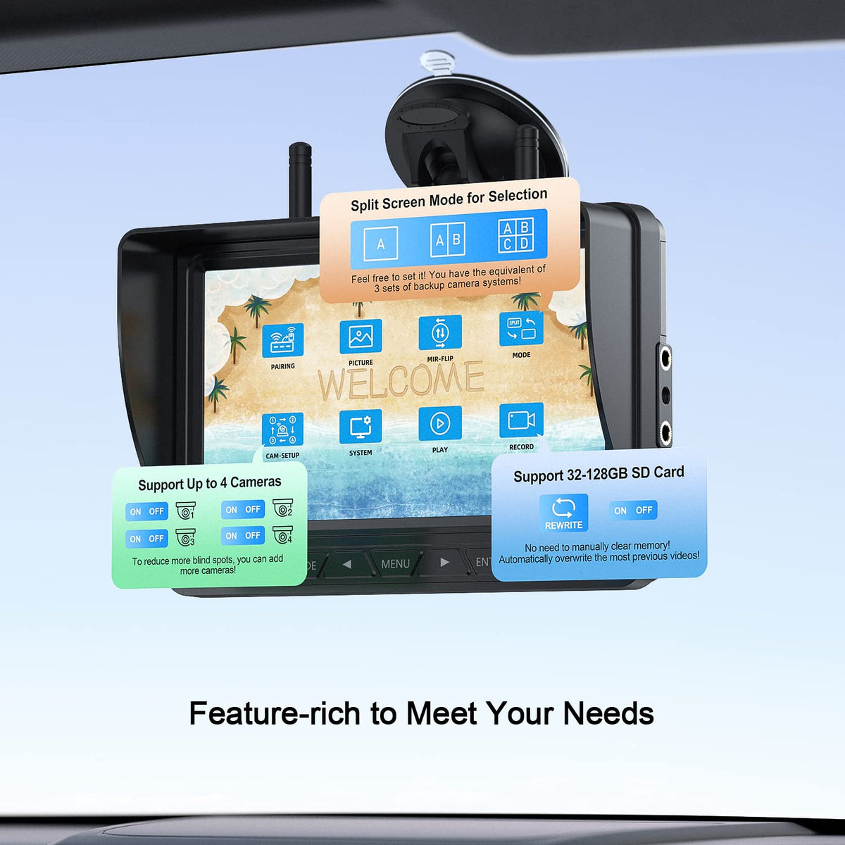 Easy Furrion-prewired RV installation with optional windshield mount