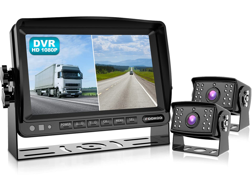 Fookoo II 7in monitor with front-view camera for safer backing in tight spaces