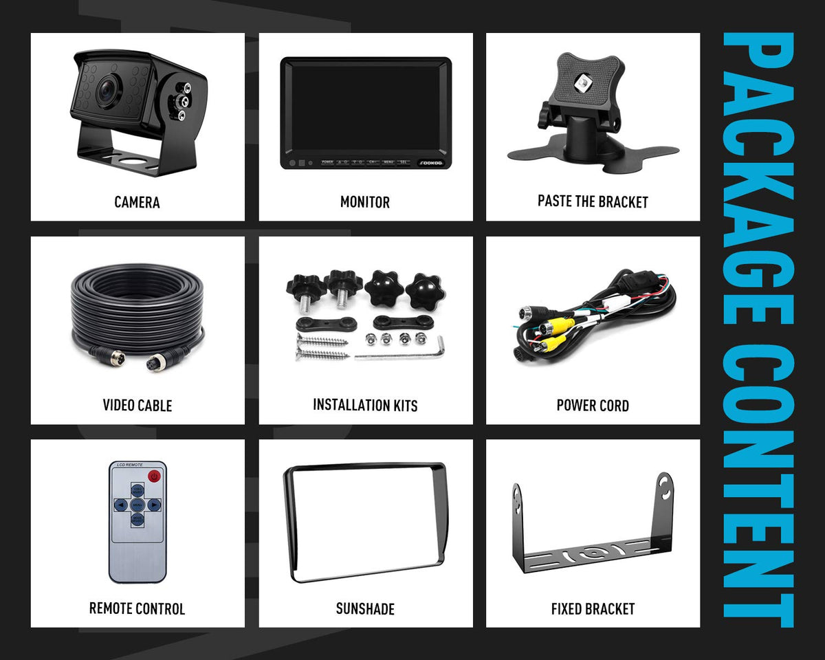 FOOKOO II wired monitor system installation is straightforward in trucks.