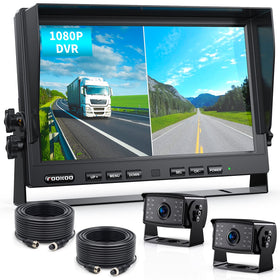 Fookoo II HD monitor view of the wired backup camera system for safer parking