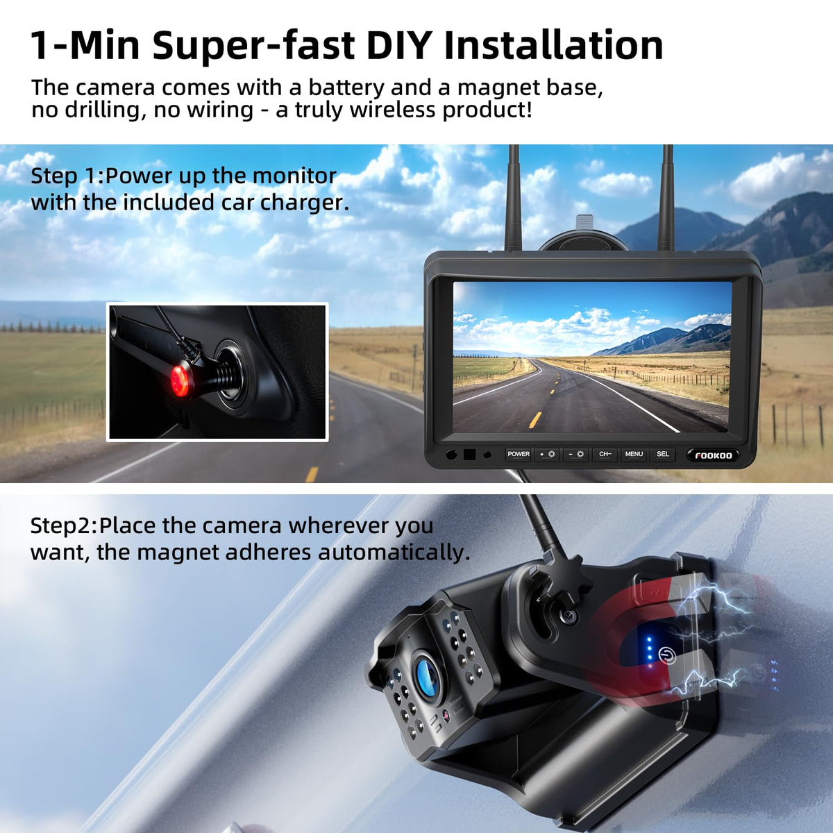 Fookoo loop-recording and parking lines assist parking safety