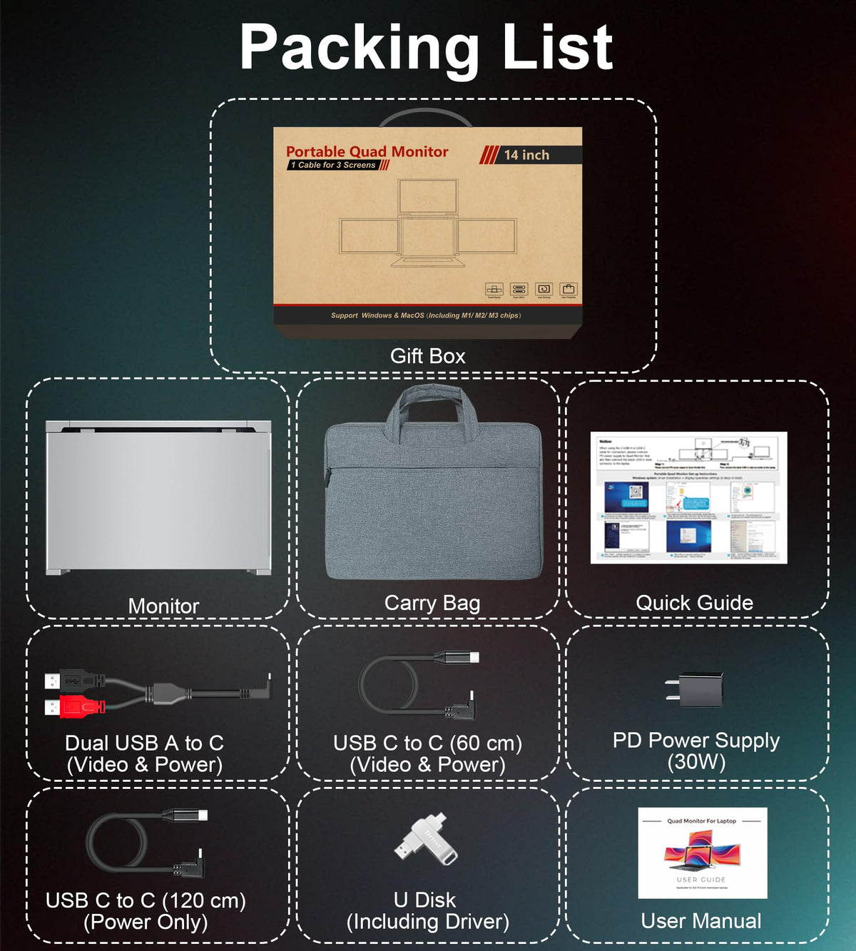 FOPO carry bag and power adapter simplify transport and use.