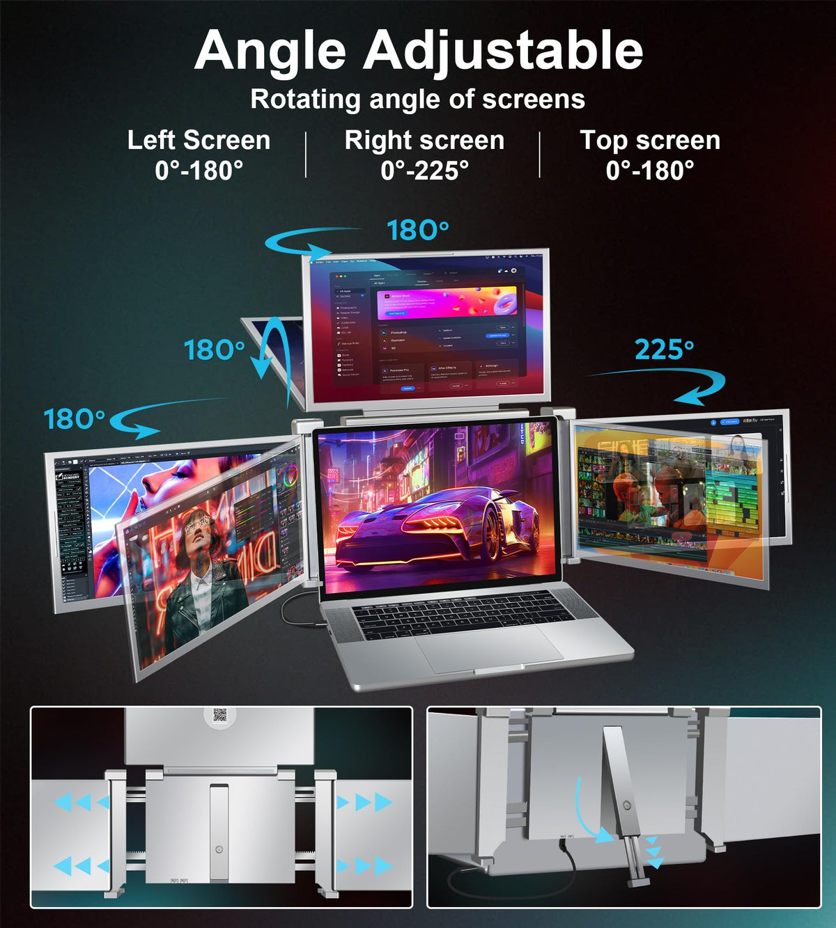 FOPO laptop extender adjustable bracket rotation enables flexible viewing angles.