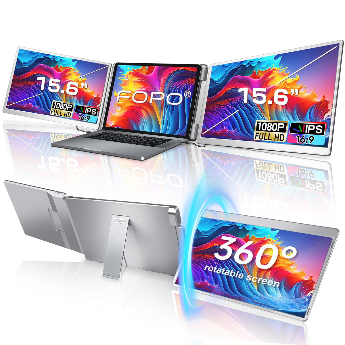 FOPO left-screen-360-flip enables easy collaboration during meetings.