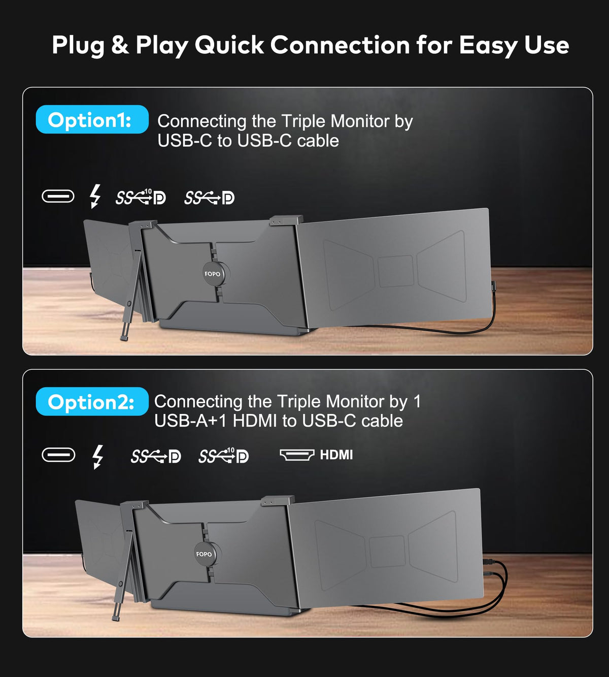 FOPO plug and play cables included simplify setup